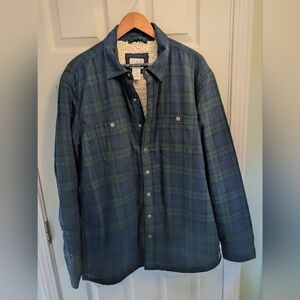 L.L. Bean Sherpa Lined Plaid Shirt Jacket